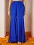 Janasya Women's Royal Blue Georgette Embellished Gold Printed A-line Kurta With Sharara & Dupatta Set